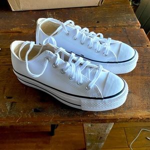 Leather white converse
